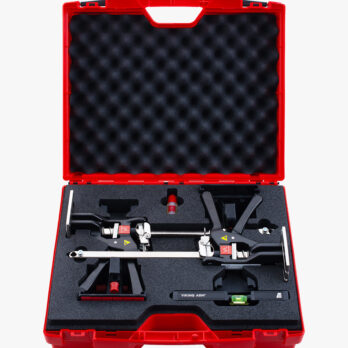 Example of how two Viking Arms and Two Cabinet Installation Kits (CIK) are store in the toolbox