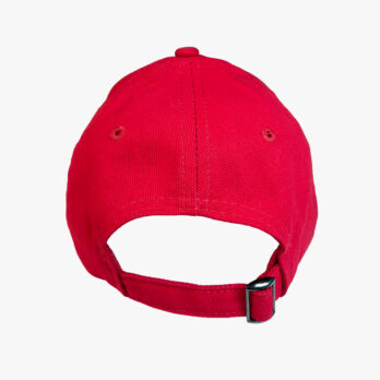 Red Viking Arm cap with white embroidered logo, back view. No logo visible.
