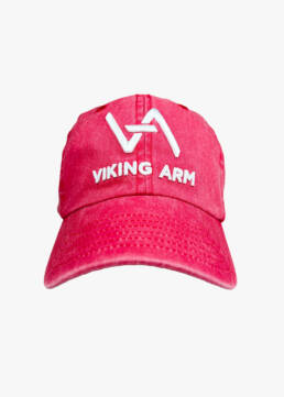 Stonewashed Viking Arm cap with white embroidered logo, front view