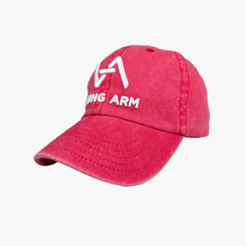 Stonewashed Viking Arm cap with white embroidered logo, front-side view.